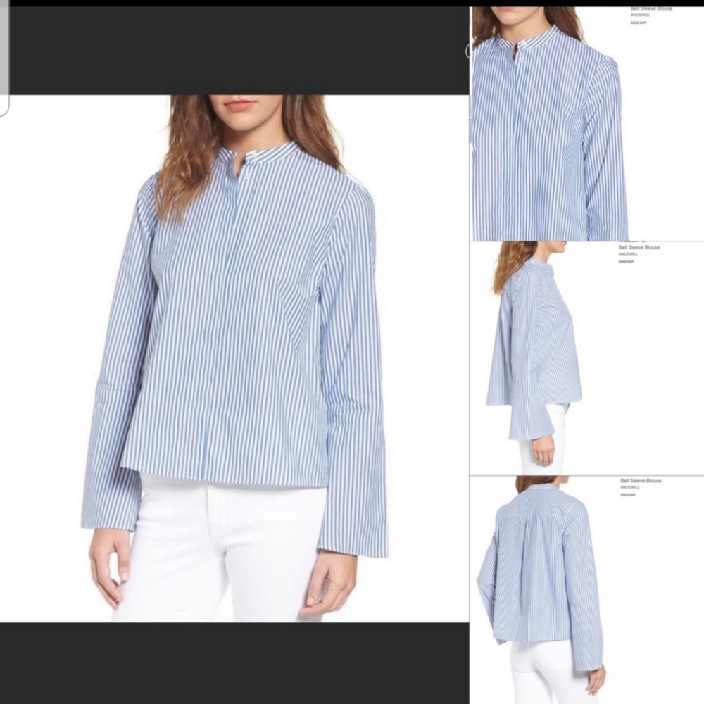 Madewell striped poplin bell sleeve top
